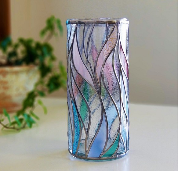 受注：GlassArt☆ガラス丸型花瓶『光明2』 1枚目の画像
