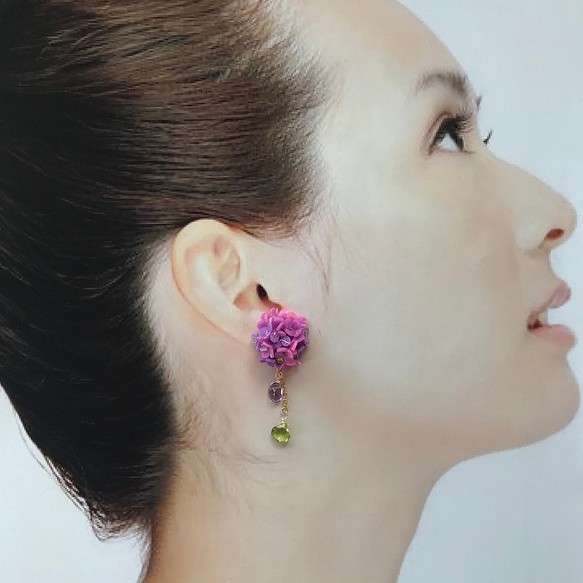 紫陽花の耳飾り(イヤリング/ピアス) 1枚目の画像