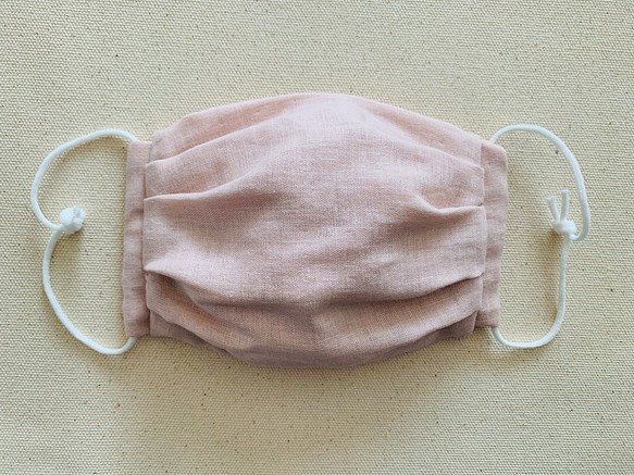 ふんわりギャザー　ポケット付き立体マスク　くすみピンク　M〜Lサイズ 1枚目の画像