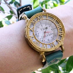 手工手錶 Via Cassia（古董錶殼灰色錶盤和綠色） 第1張的照片