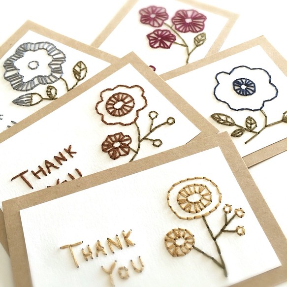 紙刺繍THANK YOUカード 5枚入 メッセージカード At. 通販｜Creema