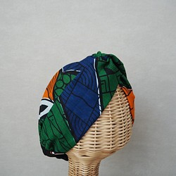 毛頭巾 (結) ☆ 非洲綠色 x 橙色 第1張的照片