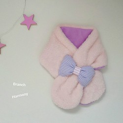Mokomoko圍巾☆蝴蝶結（粉紅x薰衣草）嬰兒 第1張的照片