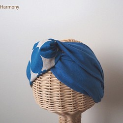 頭巾（結）☆圓點藍色 第1張的照片