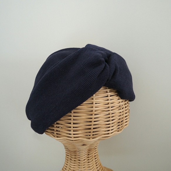 頭巾（結）☆海軍羅紋針織 第1張的照片