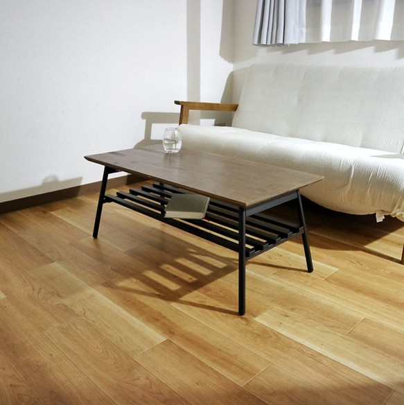 Natural wood iron table"wulnut"(テーブル/ローテーブル/机/テレワーク/アイアン） 1枚目の画像