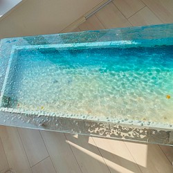 新作！センターテーブル  モルジブの海 ハウスリーフ  コバンアジ 波紋 水面 水中 1枚目の画像