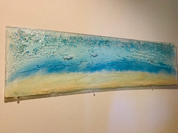 壁掛けパネル  浅瀬のハウスリーフとコバンアジ 90×25 海 砂浜 夏 壁飾り 1枚目の画像