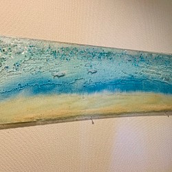 ひなた様専用  壁掛けパネル  浅瀬のハウスリーフとコバンアジ 75×25 海 砂浜 夏 壁飾り 1枚目の画像
