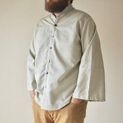 SALE !!!男士和服寬大的袖子休閒襯衫（no.088） 第1張的照片