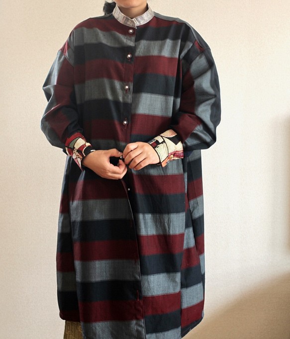 3色邊框和服成人時尚長款上衣單件（no.215） 第1張的照片