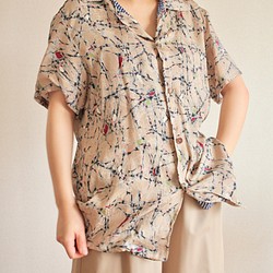 最終銷售!!!男士收斂絲和服Aloha襯衫（編號459） 第1張的照片
