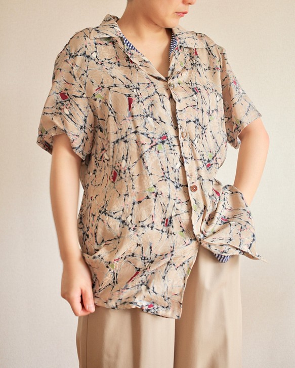 最終銷售!!!男士收斂絲和服Aloha襯衫（編號459） 第1張的照片