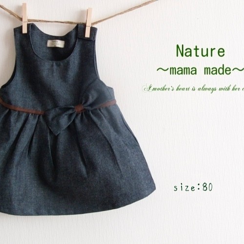 新作 リボン付きデニムワンピース８０ 子供服 Nature Mama 通販 Creema クリーマ ハンドメイド 手作り クラフト作品の販売サイト