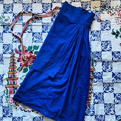 手織りコットン・藍染のエプロンスカート2-2 1枚目の画像