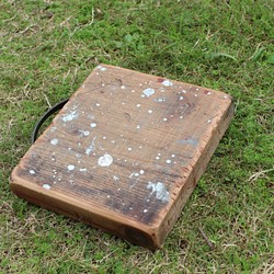OLD足場板の鍋敷き アンティーク風　ダメージ　wood&iron アウトドア　キャンプ　camp　outdoor 1枚目の画像