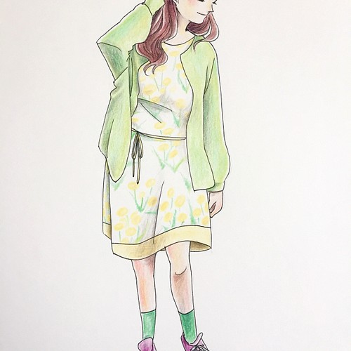 色鉛筆画 ワンピースの女の子 イラスト Taiyoukei 通販 Creema クリーマ ハンドメイド 手作り クラフト作品の販売サイト