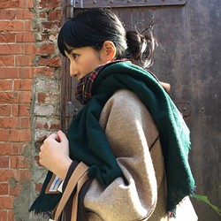 wool gauze 2tone 2side stole with gold stole pin 第1張的照片