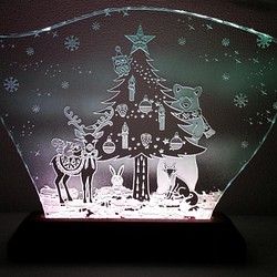 森林聖誕節玻璃蝕刻面板L尺寸LED架子安排 第1張的照片