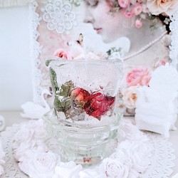 薔薇好きさんのためのボタニカルローズキャンドル+*レッドローズアイス+*）「Creema限定」 1枚目の画像