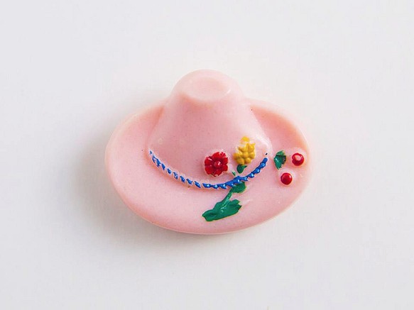 ヴィンテージボタン　チロリアンハット ~ Pink ~ Made in Italy 1枚目の画像