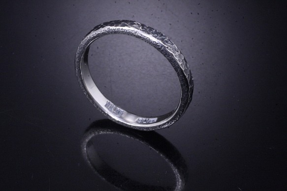 【刻印無料】 指輪 メンズ レディース :籠目 鎚目 シルバー リング 3mm幅 4～27号 槌目 シンプル ペアリング 1枚目の画像