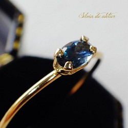&lt;僅限1號！僅限13號&gt;珠寶露絲倫敦藍色黃玉橢圓形14 KGF緊身戒指（戒指） 第1張的照片