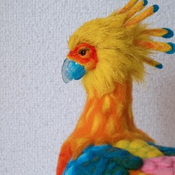フェルティング彫刻「火の鳥」☆羊毛フェルト☆あかころ☆akatin 1枚目の画像