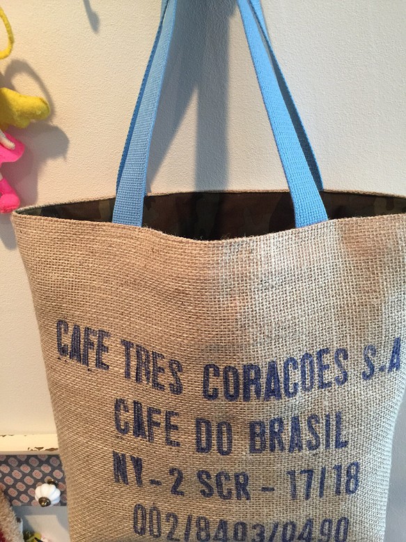 CAFE TRES CORACOES BRA/NY ビッグトート　コーヒー豆麻袋 1枚目の画像