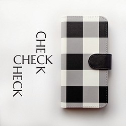 ブロックチェック 手帳型 iPhoneケース / スマホケース 1枚目の画像