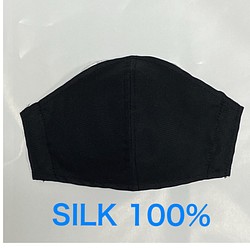 黒シルク、絹100%、ブラック、大人、男女兼用、立体マスク 1枚目の画像