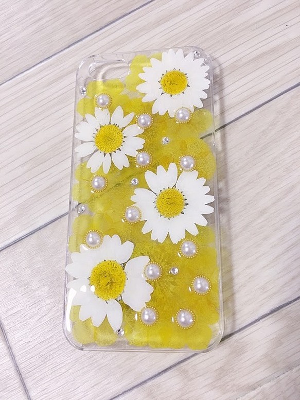 【受注製作93】iphone/Android/スマホ 押し花ケース　本物のお花使用 1枚目の画像