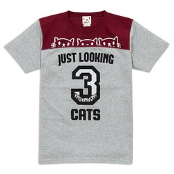【販売終了】SCOPYネコTシャツ「3CATS」グレー×ボルドー 1枚目の画像