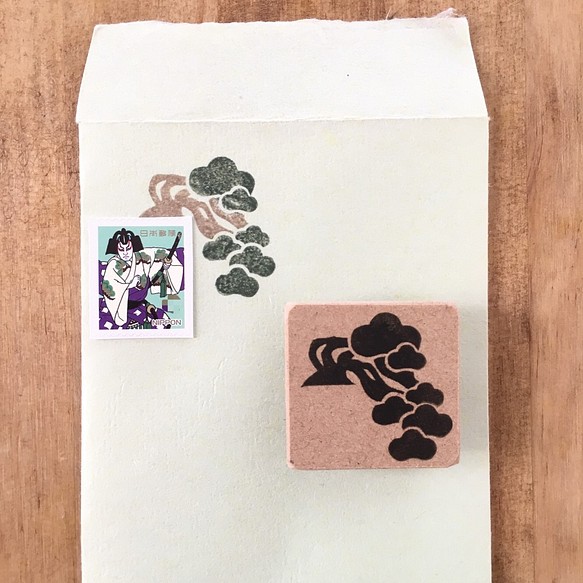 盆栽切手フレームはんこ「松」 1枚目の画像