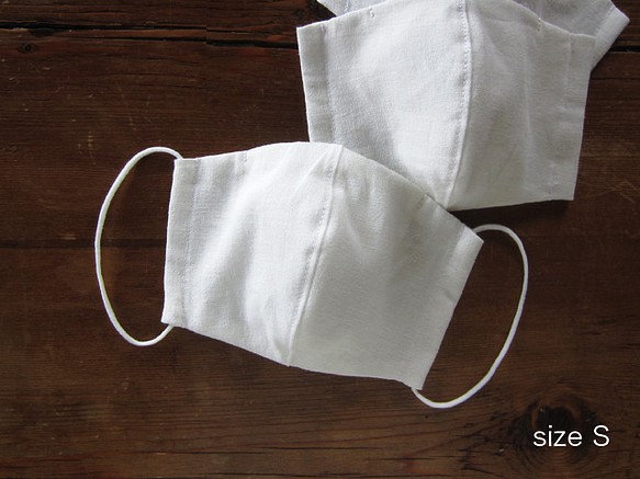 S 碼：棉麻（使用高級亞麻）+ 有機棉口罩/過濾袋，帶鼻夾 第1張的照片