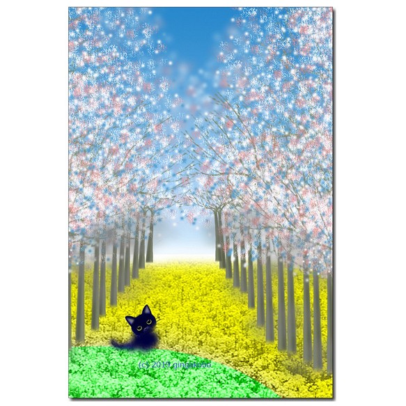 「ねえねえ、お花見しよ＾＾」　ほっこり癒しのイラストポストカード3枚組No.713 1枚目の画像
