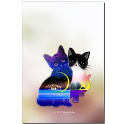 「なかよしニャン」　ほっこり癒しのイラストポストカード3枚組No.731 1枚目の画像