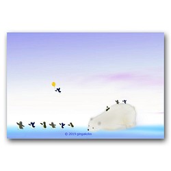「ペンギンの行進」　ほっこり癒しのイラストポストカード3枚組　　　No.920 1枚目の画像