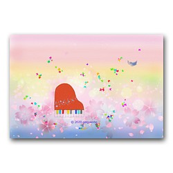 「ピアノ曲　春の詩（うた）」　ほっこり癒しのイラストポストカード3枚組　　　No.1000 1枚目の画像