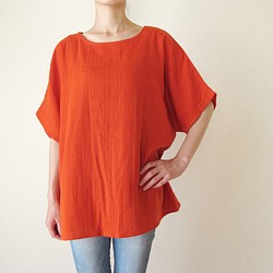 ダブルガーゼ（綿100%）のシャツ（オレンジ） 1枚目の画像
