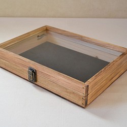 日本扁柏和透明玻璃收藏盒 L 尺寸 第1張的照片