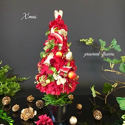 X'mas tree ・【情熱レッド】プリザーブド・アーティフィシャル・真っ赤な可愛いクリスマスツリー☆受注生産☆ 1枚目の画像