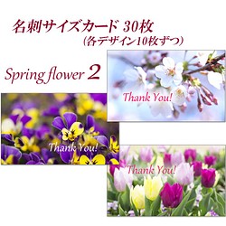 002)  春の花 2　  名刺サイズサンキューカード   30枚 1枚目の画像
