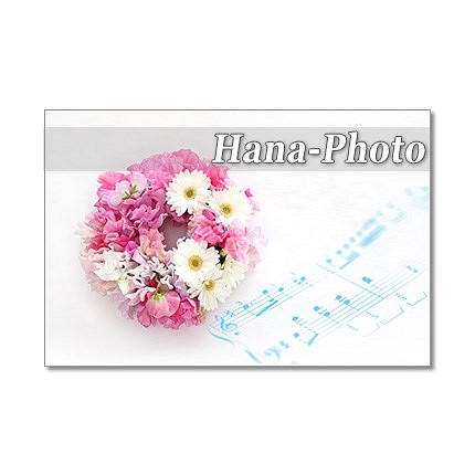1289) 楽譜と花　リースなど     ポストカード５枚セット 1枚目の画像