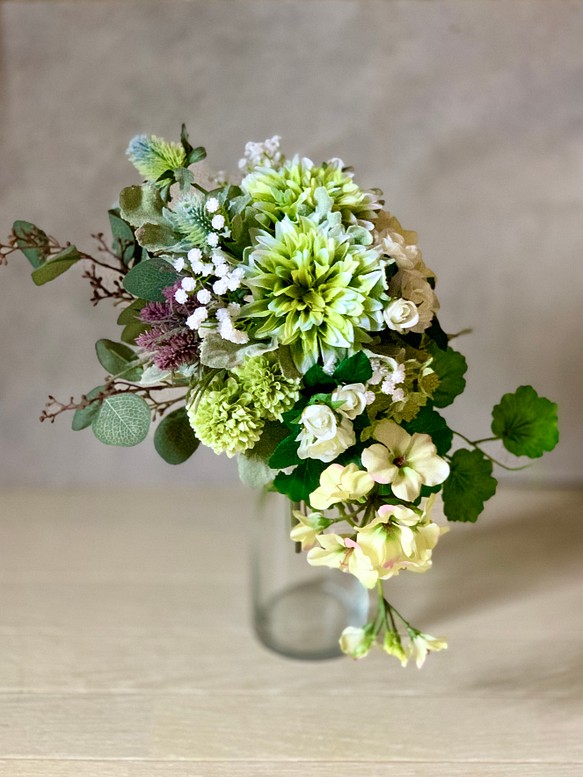 Greenダリアのウェディングbouquet その他素材 adagio flower emi 通販