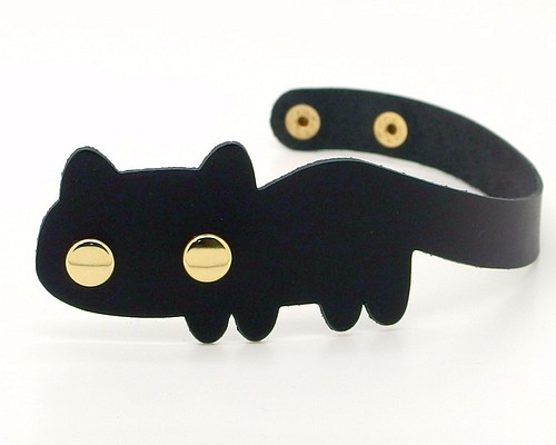猫連合親分ブレスレット｜黒猫（牛革製） ブレスレット EARL'S