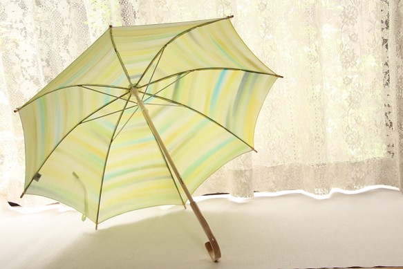 晴雨兼用日傘『海の透けるレモネード』（着物にも洋服にも　一点物） 1枚目の画像