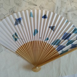 【京都の着物作家】 一点もの和紙扇子『風傘』 女持ち 1枚目の画像