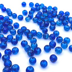 クラックビーズ 6ｍｍ 約100個 ブルー 1枚目の画像