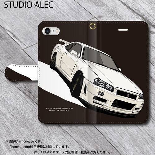 日産 Bnr34 スカイラインgt R 手帳型イラスト スマホケースiphone Android対応 6色バリエーション スマホケース カバー Studio Alec 通販 Creema クリーマ ハンドメイド 手作り クラフト作品の販売サイト